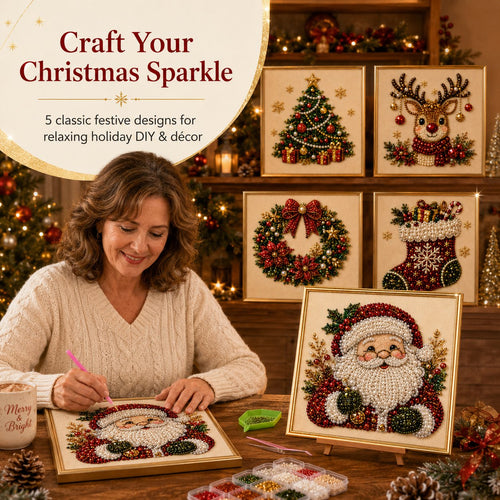 🎄DIY Christmas Pearl Diamond Painting Art Kit With Frame Relaxing & Beginner-Friendly