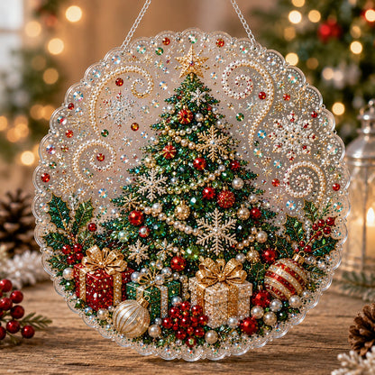 🎄 LAST DAY 69% OFF – ✨ Christmas Pearl Diamond Art Hanging Ornament Kit | Luxury Flocked Canvas with Scratch-Resistant Non-Fading Pearl Beads DIY Handmade Holiday Hanging Decor 🎅💎