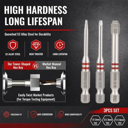 Professional 6-Piece S2 Alloy Steel Precision Hex Bit Set – Magnetic, Non-Slip, Industrial Grade (65mm & 100mm)