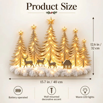 🌲 Step Into an Enchanted Winter Grove: Lighted Christmas Woodland Forest Wall Decor