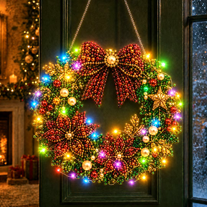 🎄💎 LED Beaded Christmas Wreath DIY Craft Kit | Light Up Holiday Door Hanging Decor