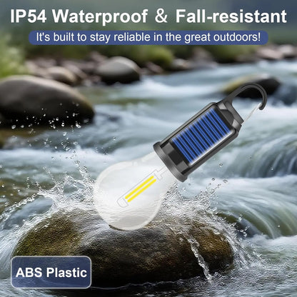 Solar-Powered LED Camping Bulb - Waterproof, Portable, 3-Mode Dimmable Hanging Light for Camping, Hiking & Emergency Preparedness