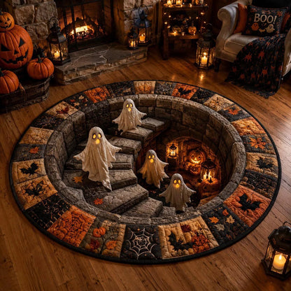 🔥LAST DAY 50% OFF🔥Spooky Halloween Optical Illusion 👻🔥 3D Haunted Staircase Round Rug