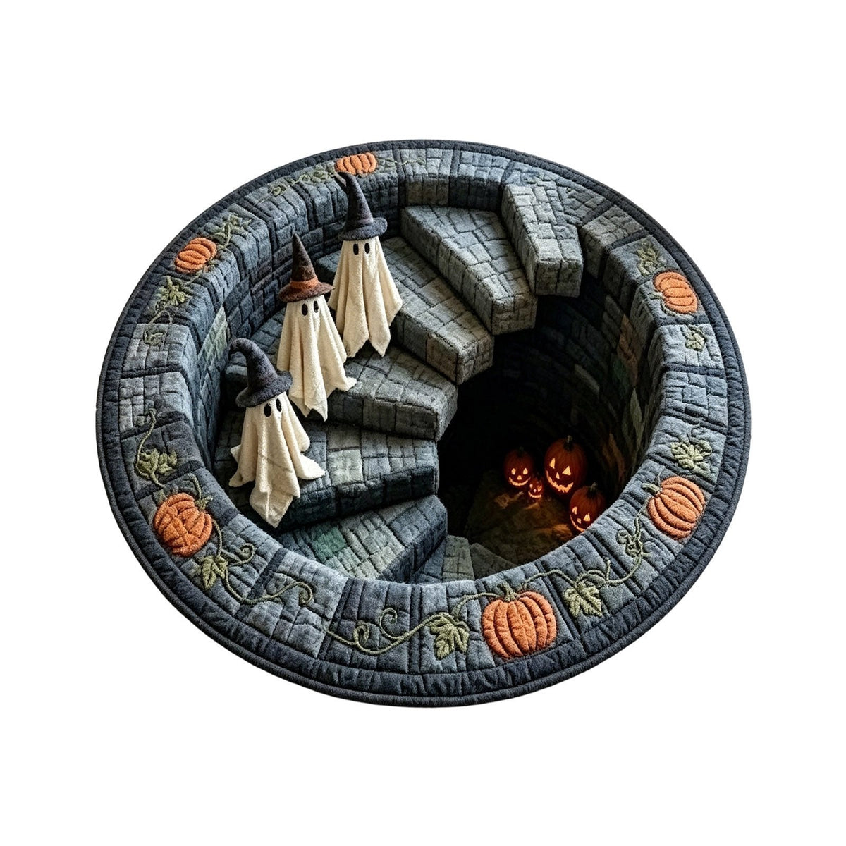 🔥LAST DAY 50% OFF🔥Spooky Halloween Optical Illusion 👻🔥 3D Haunted Staircase Round Rug