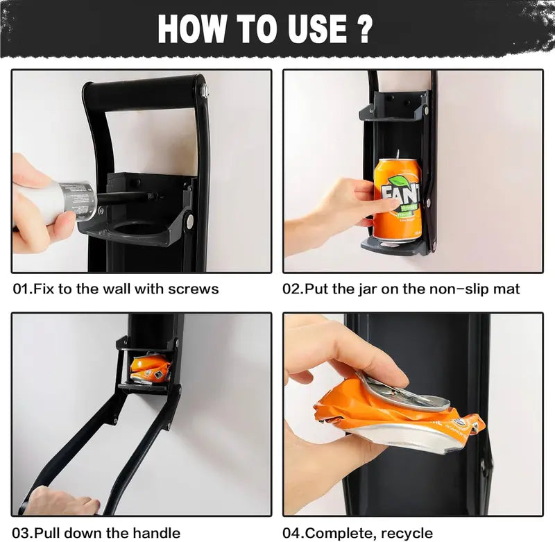 16 oz Heavy-Duty Metal Can Crusher for Recycling