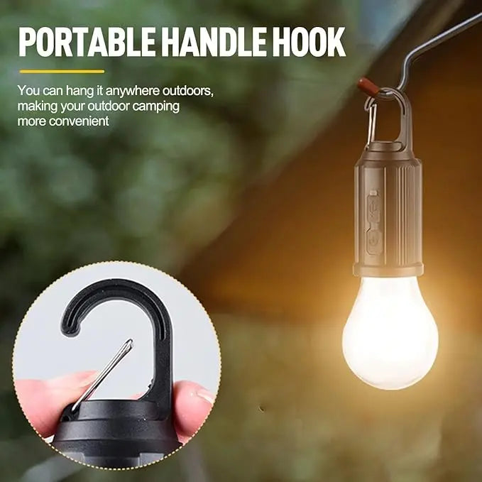 Solar-Powered LED Camping Bulb - Waterproof, Portable, 3-Mode Dimmable Hanging Light for Camping, Hiking & Emergency Preparedness