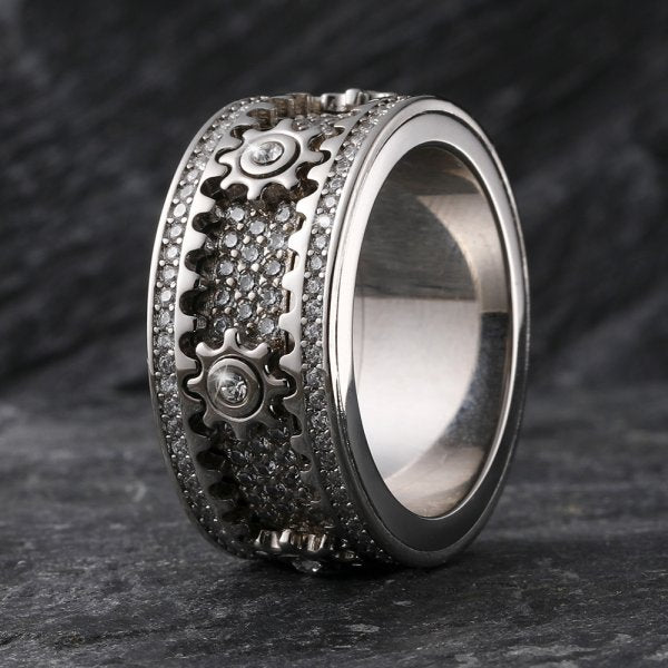 🔥LAST DAY 50% OFF – ⚡925 Sterling Silver Personalized Stress Reducing Rotatable Gear Ring