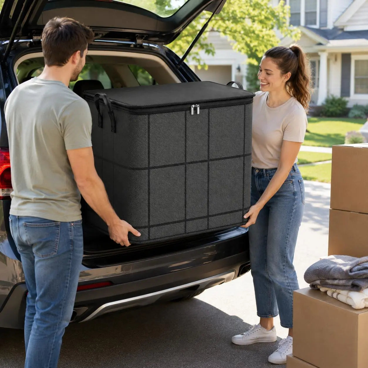 📦✨ Large Capacity Storage Bin Zippered Clothes Organizer Moving Bag 🏠🧺
