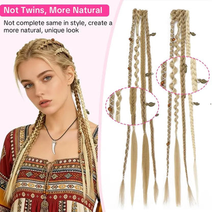 🌿🎨 Boho Beaded Clip-In Braids – Effortless Festival & Everyday Hair Transformation