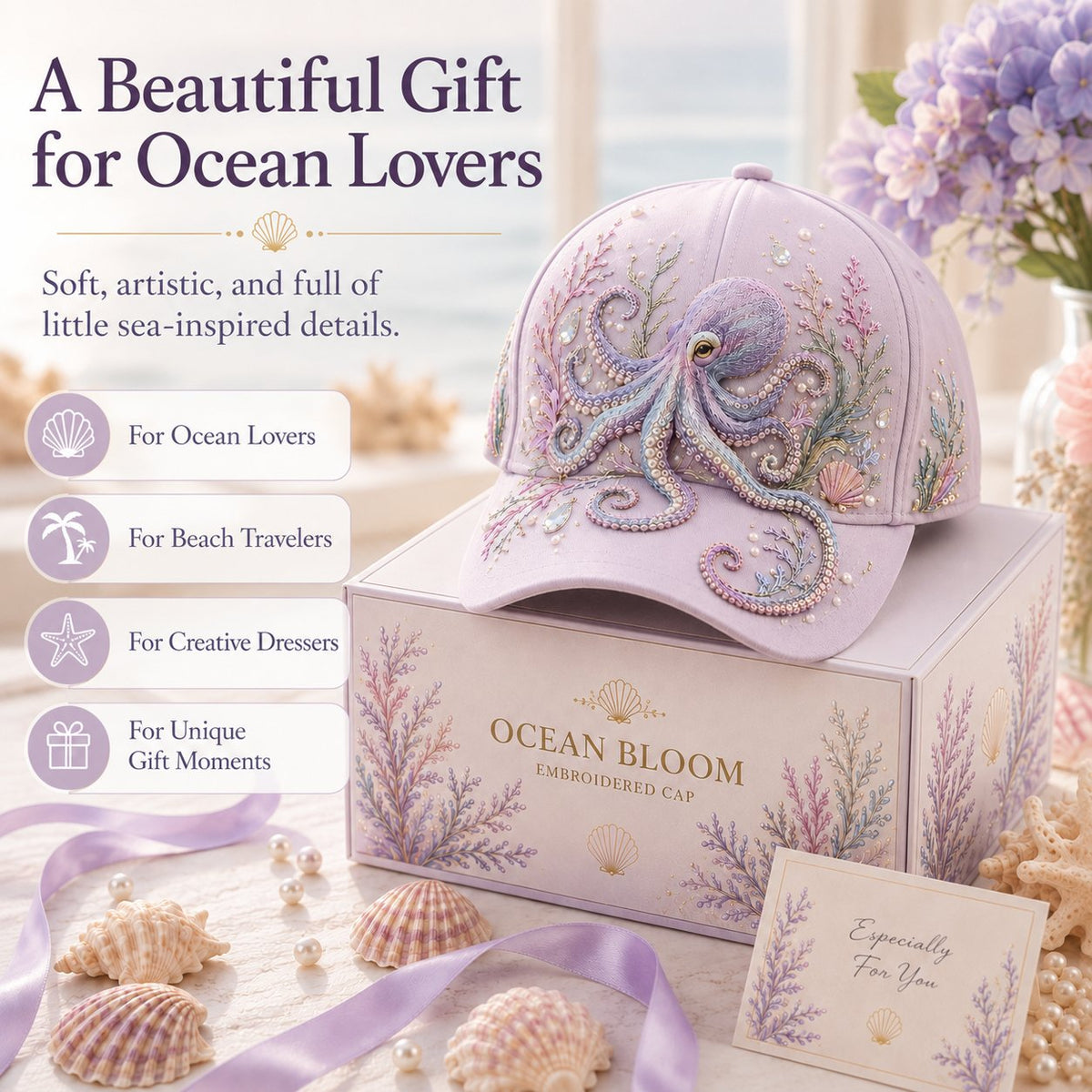 🔥Last Day 50% OFF-🌊 3D Ocean Creatures Embroidery Cap