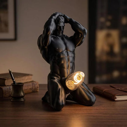Bold Male Figure Table Lamp, Artistic Statue Light