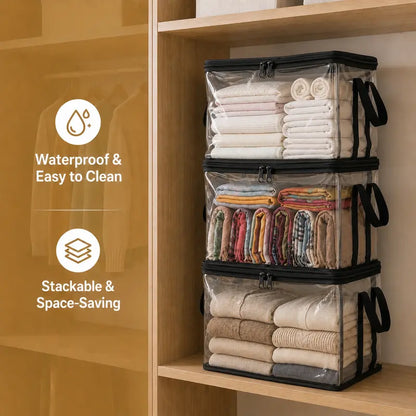 Clear PVC Storage Bins with Handles – for Books, Toys, Media, & Organizing