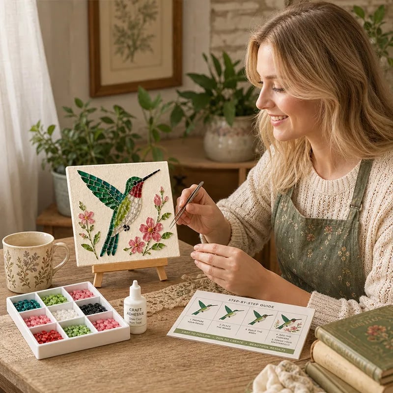 Watering Can Mosaic Art Kit-🔥LAST DAY 50% OFF🔥🌿Beginner-Friendly Floral DIY Craft with Vibrant Mosaic Beads & Sturdy Display Base ✨