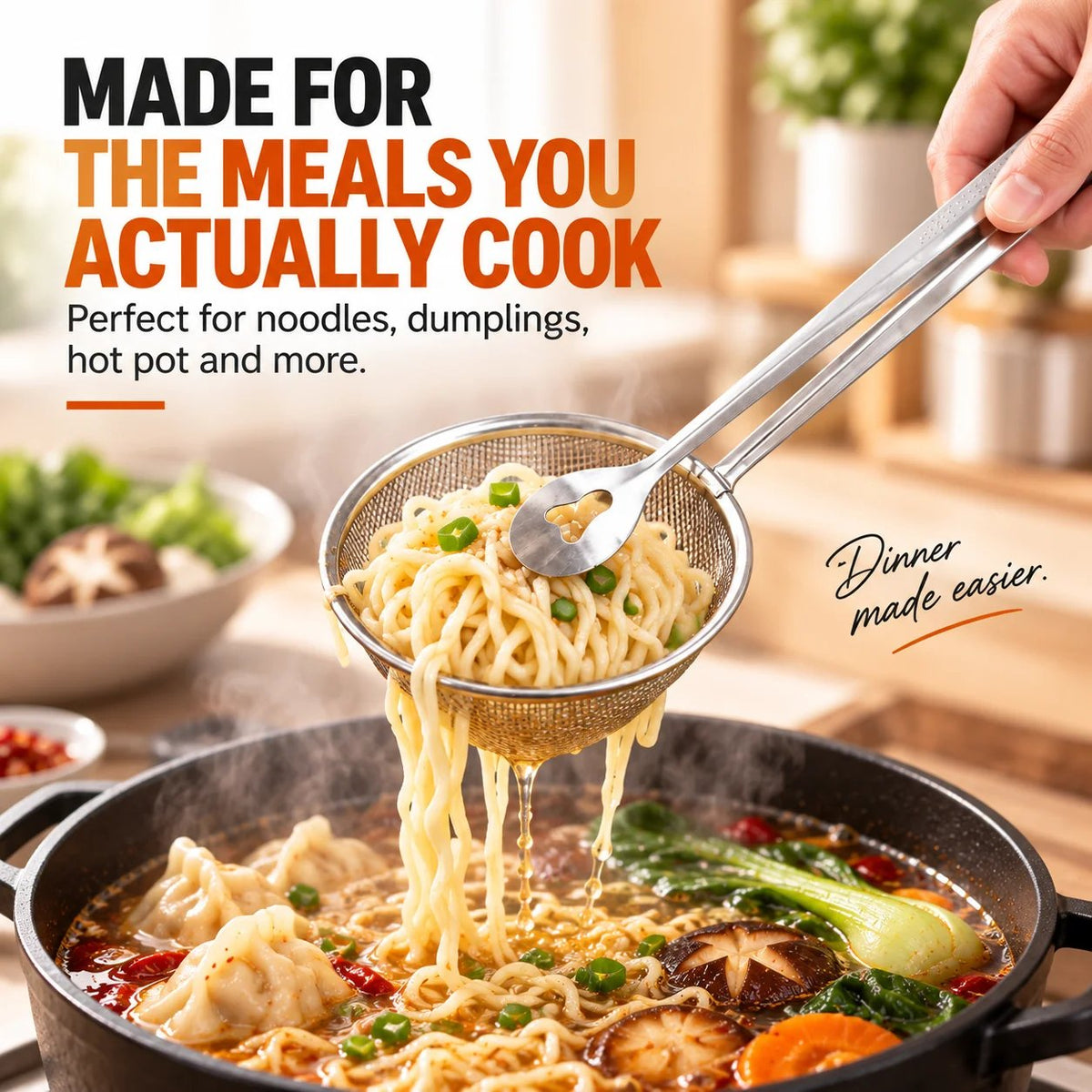 🔥 Buy 1 Get 1 🔥-2-in-1 Stainless Steel Strainer Tongs – Grab, Drain & Serve with One Tool