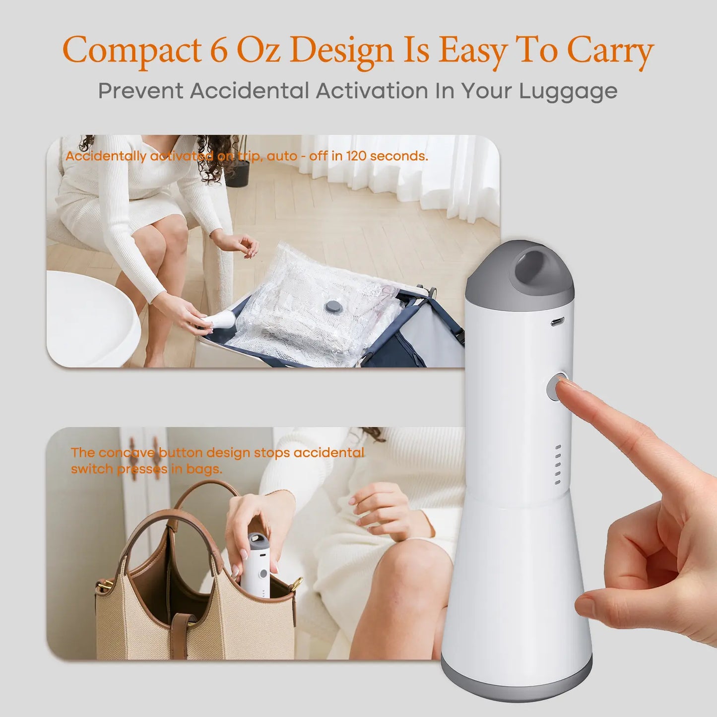 Cordless Travel Vacuum Sealer & Storage Set – 80% Space Saving – Rechargeable Portable Pump with 9/15 Premium Vacuum Bags
