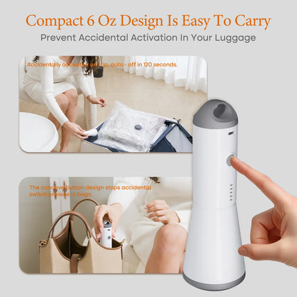 Cordless Travel Vacuum Sealer & Storage Set – 80% Space Saving – Rechargeable Portable Pump with 9/15 Premium Vacuum Bags