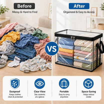 Clear PVC Storage Bins with Handles – for Books, Toys, Media, & Organizing