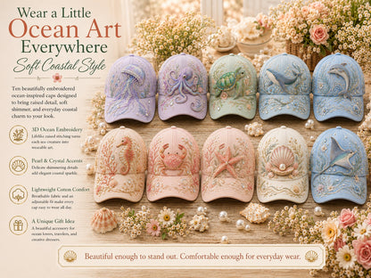 🔥Last Day 50% OFF-🌊 3D Ocean Creatures Embroidery Cap