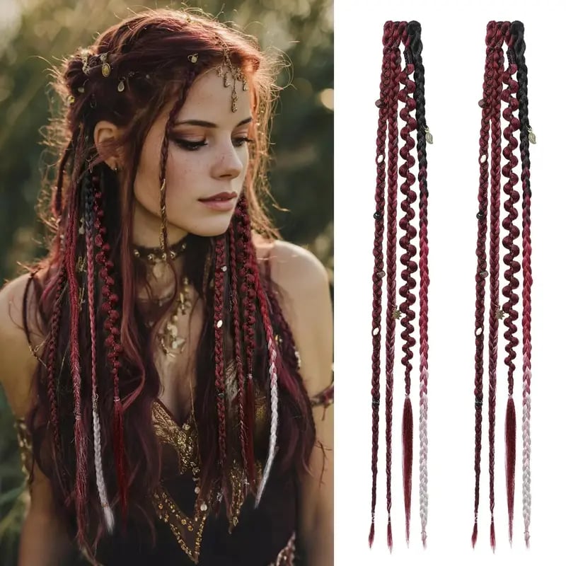 🌿🎨 Boho Beaded Clip-In Braids – Effortless Festival & Everyday Hair Transformation