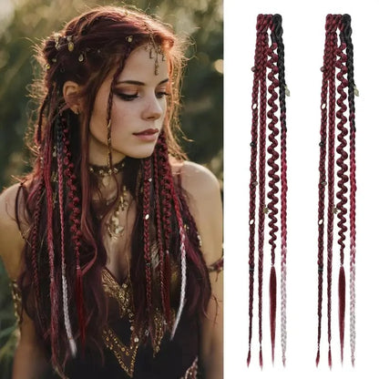 🌿🎨 Boho Beaded Clip-In Braids – Effortless Festival & Everyday Hair Transformation
