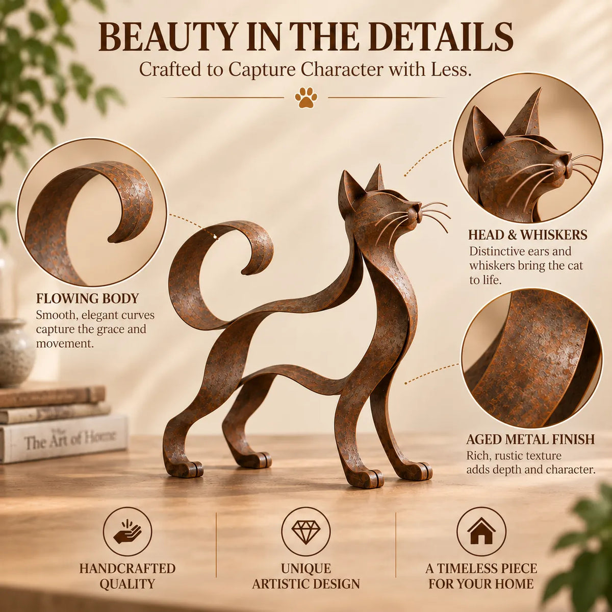 🐱 Maine Coon-style metal cat sculpture