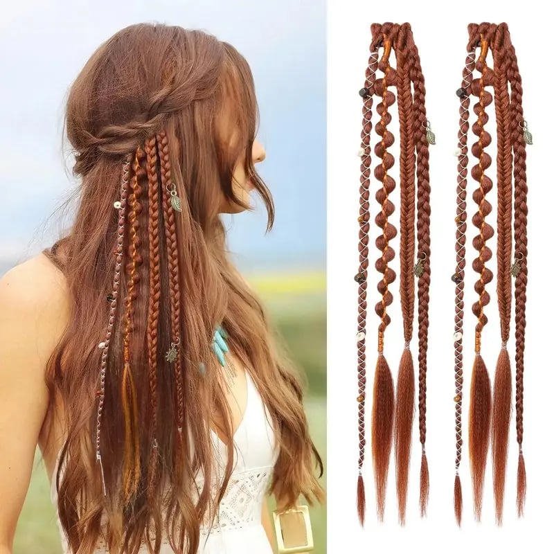🌿🎨 Boho Beaded Clip-In Braids – Effortless Festival & Everyday Hair Transformation