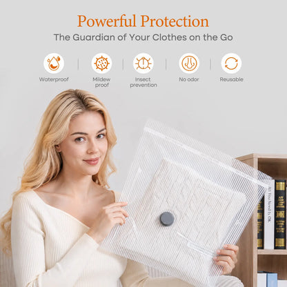 Cordless Travel Vacuum Sealer & Storage Set – 80% Space Saving – Rechargeable Portable Pump with 9/15 Premium Vacuum Bags