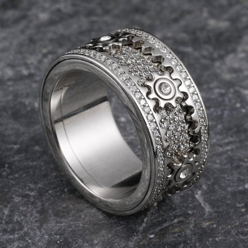 🔥LAST DAY 50% OFF – ⚡925 Sterling Silver Personalized Stress Reducing Rotatable Gear Ring