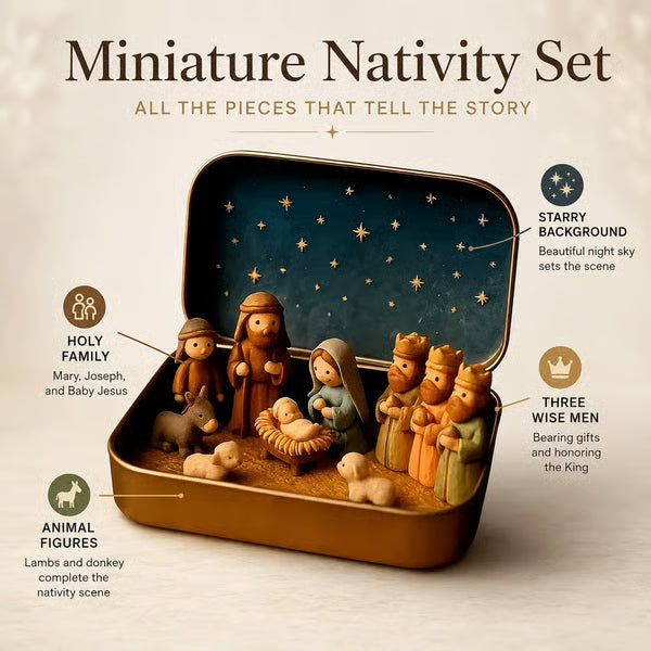 ✝️ Mini Nativity Scene Keepsake Tin – Pocket-Sized Christmas Holy Family Display 🙏🎄