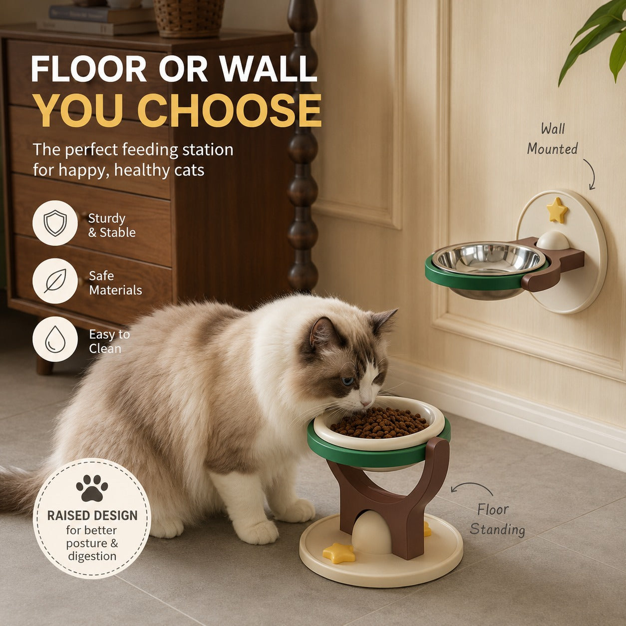 Ergonomic Ceramic Pet Cat Bowl | Premium Dining