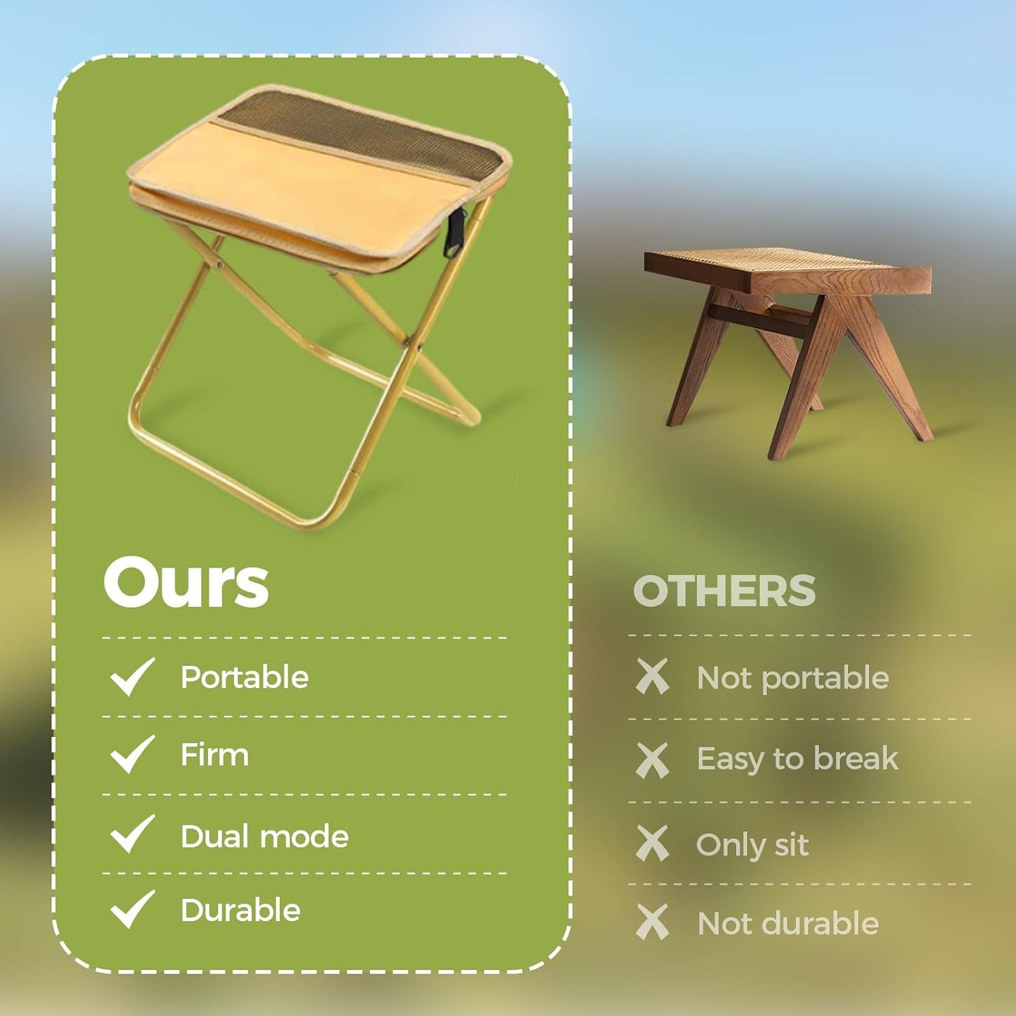 Ultimate Portable Folding Stool – Lightweight, Heavy-Duty Outdoor Seat with Built-in Storage