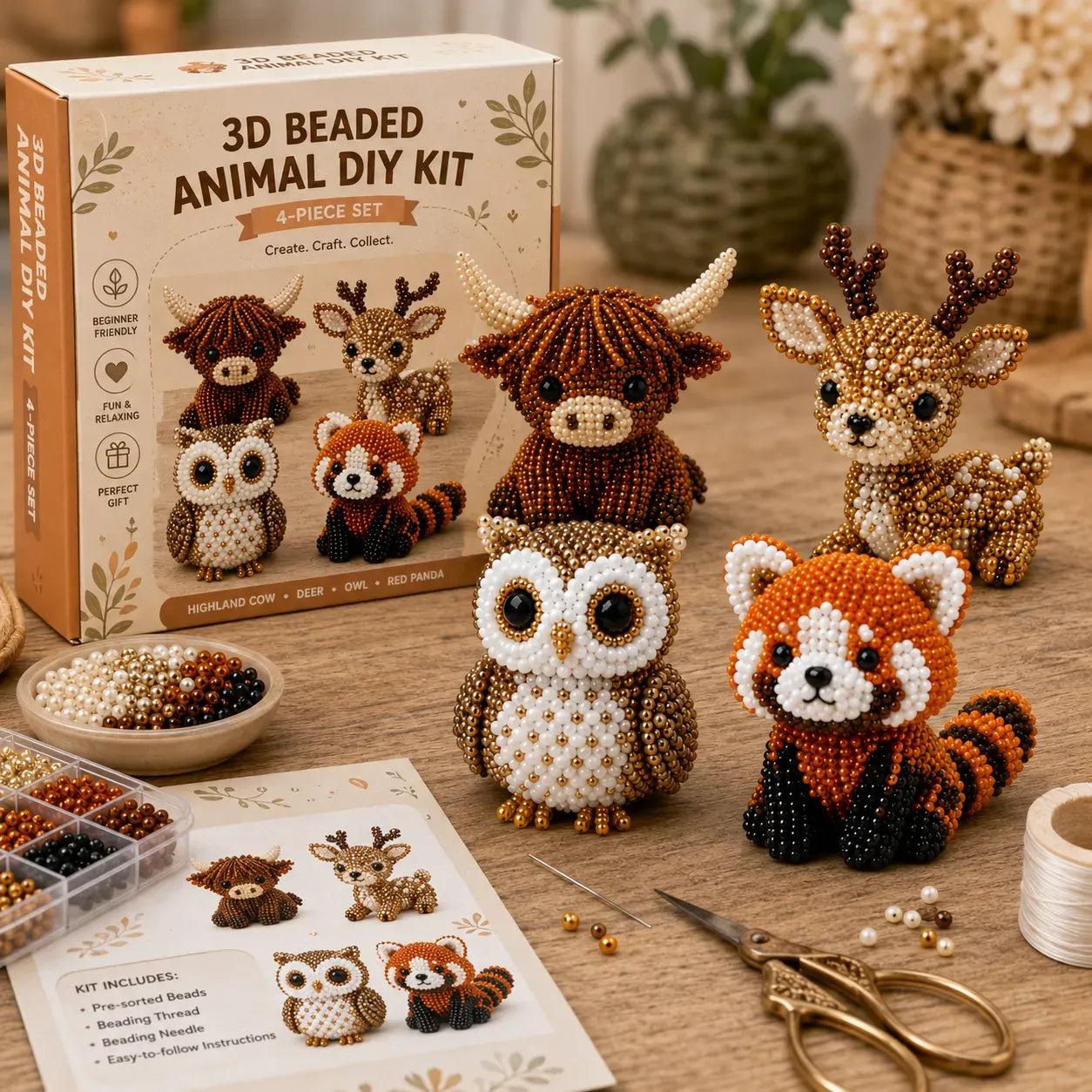 ⏰Last day Promotion 🔥-🧵✨ Tiny 3D Beaded Animal DIY Kit(Unfinished Product)