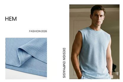 🔥 50% OFF Father’s Day Special ⏰🎁 Men’s Rib Knit 2-Piece Set – Sleeveless Tank & Baggy Wide-Leg Pants