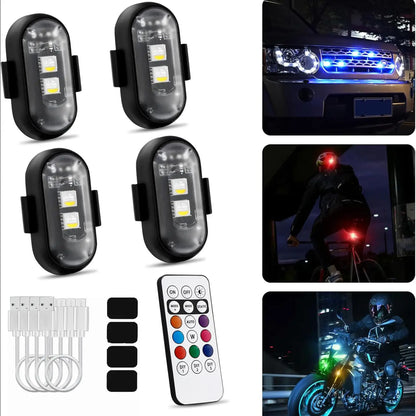 RGB LED Strobe Light - Wireless Remote Control for Bikes & Cars