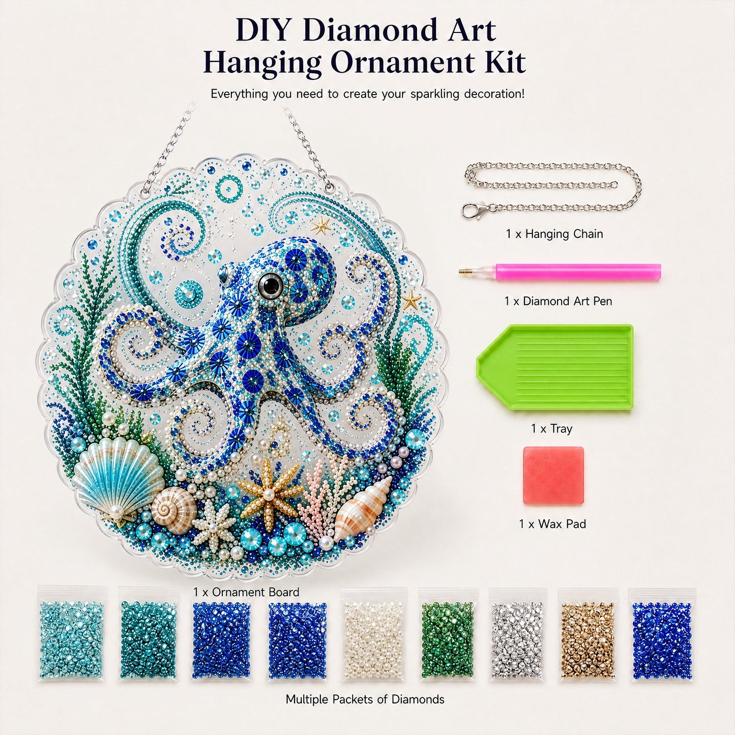🌊✨Ocean Pearl Art DIY Hanging Ornament Kit Creative Coastal Craft Home Decor Gift✨