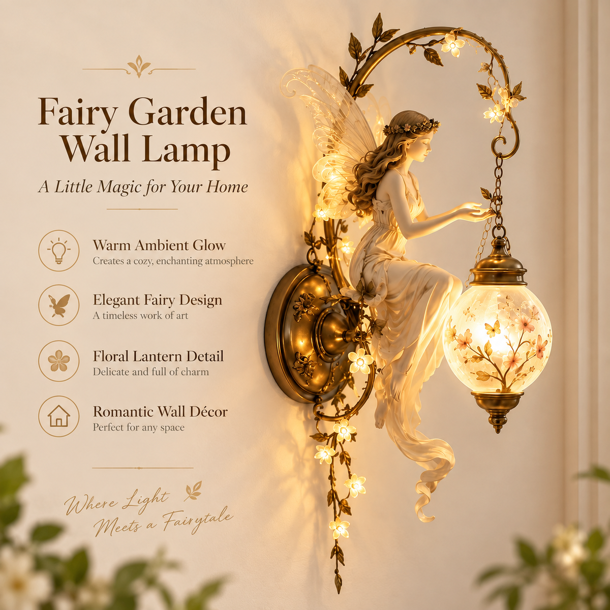 🧚‍♀️ 50% OFF – Fairy Garden Wall Lantern – Enchanted Floral Outdoor & Indoor Decor