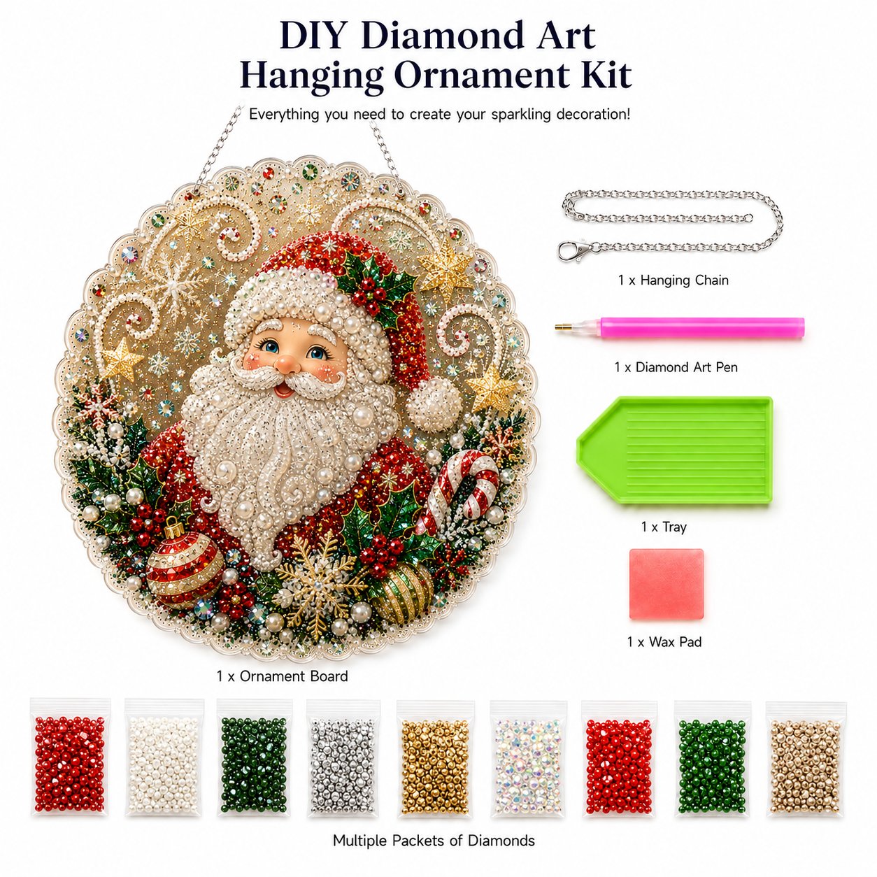 🎄 LAST DAY 69% OFF – ✨ Christmas Pearl Diamond Art Hanging Ornament Kit | Luxury Flocked Canvas with Scratch-Resistant Non-Fading Pearl Beads DIY Handmade Holiday Hanging Decor 🎅💎