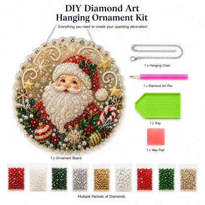 🎄 LAST DAY 69% OFF – ✨ Christmas Pearl Diamond Art Hanging Ornament Kit | Luxury Flocked Canvas with Scratch-Resistant Non-Fading Pearl Beads DIY Handmade Holiday Hanging Decor 🎅💎