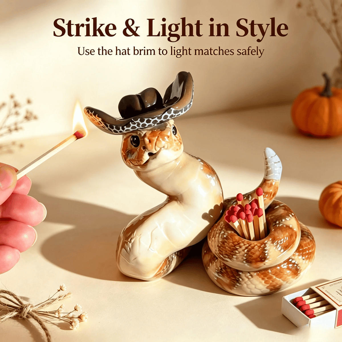 🐍 Snake Matchbox – Creative Decorative Match Holder with Artistic Design for Candles & Home Styling