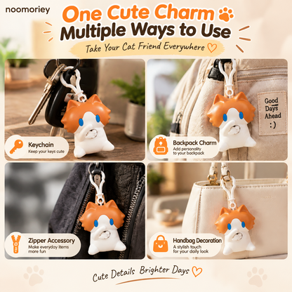 🐱 Interactive Waving Cat Keychain & Backpack Charm – Pull to Make It Wave