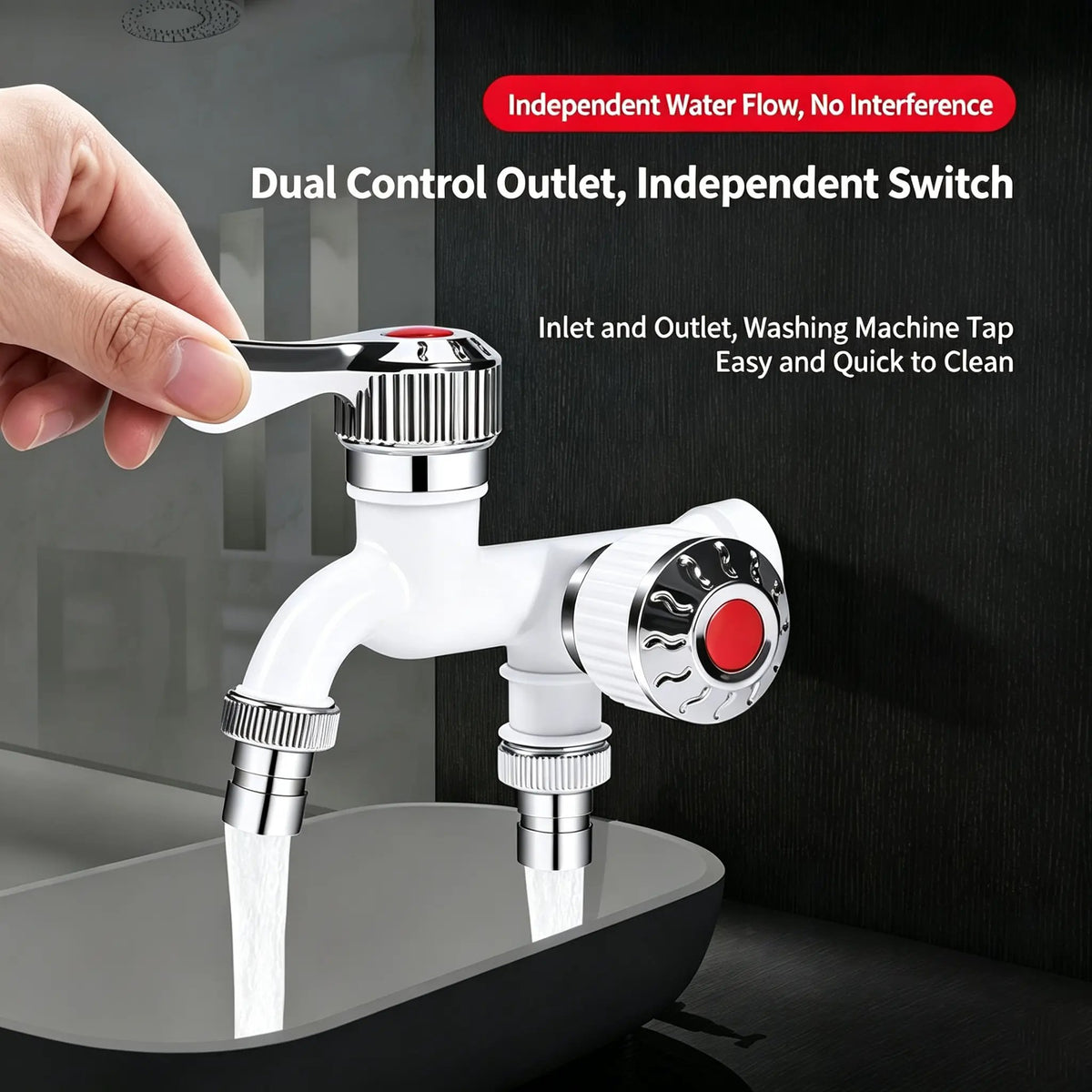 💥 Buy 1 Get 1 Free 💥Dual-Outlet Washing Machine Faucet – Anti-Freeze & Heat-Resistant Plastic