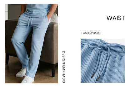 🔥 50% OFF Father’s Day Special ⏰🎁 Men’s Rib Knit 2-Piece Set – Sleeveless Tank & Baggy Wide-Leg Pants