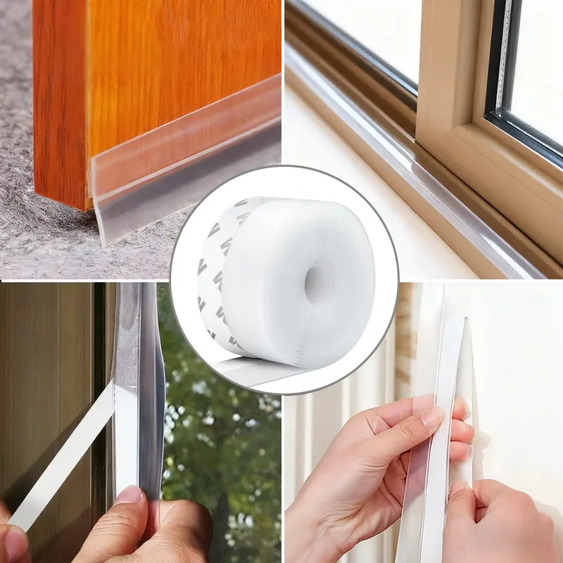 🏠Transparent Silicone Door Seal Strip Draft Stopper Insect Proof Windproof Soundproof Tape✨
