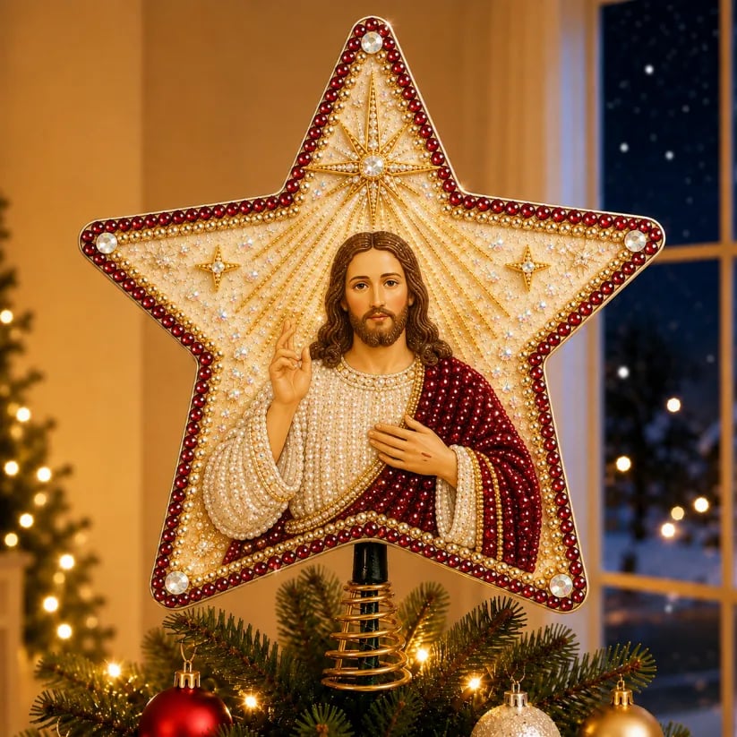 🔥LAST DAY 50% OFF - ⭐ Christian Faith Pearl Diamond Art Christmas Tree Topper Kit