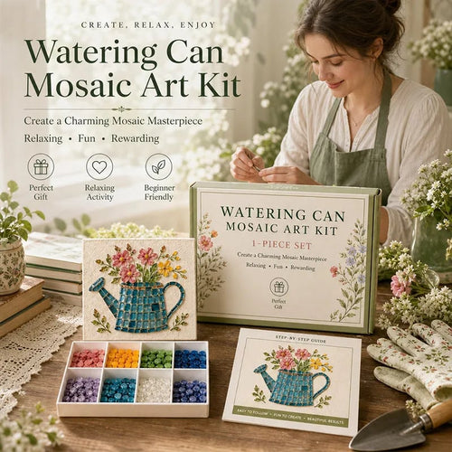 Watering Can Mosaic Art Kit-🔥LAST DAY 50% OFF🔥🌿Beginner-Friendly Floral DIY Craft with Vibrant Mosaic Beads & Sturdy Display Base ✨