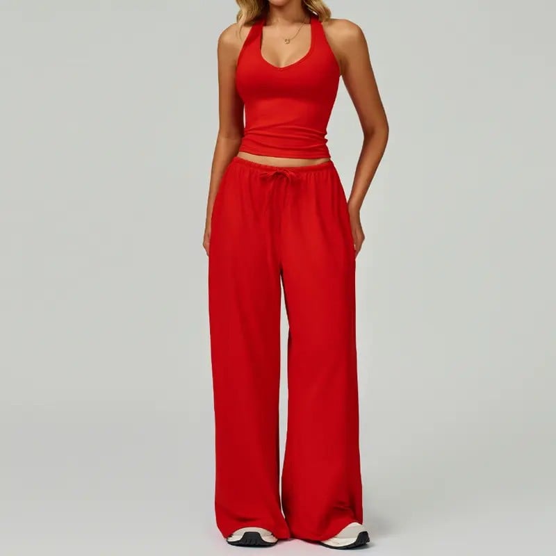 ⚡Hot Sales 49% OFF🔥Women's 2-Piece Athleisure Outfits - Polyester-Silk Fitted Summervibe Sweatsuit