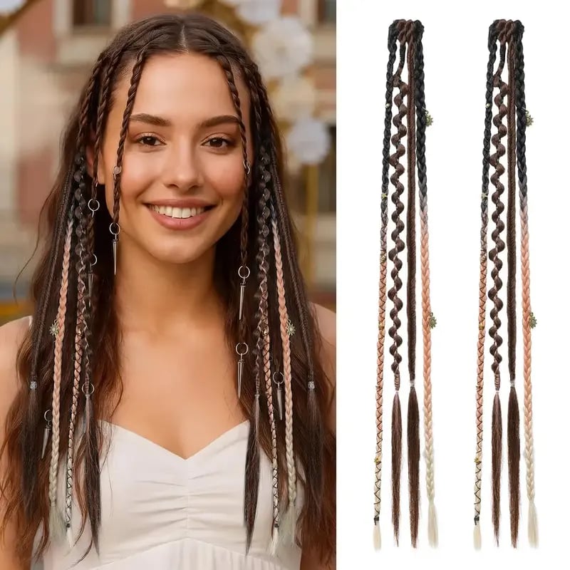 🌿🎨 Boho Beaded Clip-In Braids – Effortless Festival & Everyday Hair Transformation