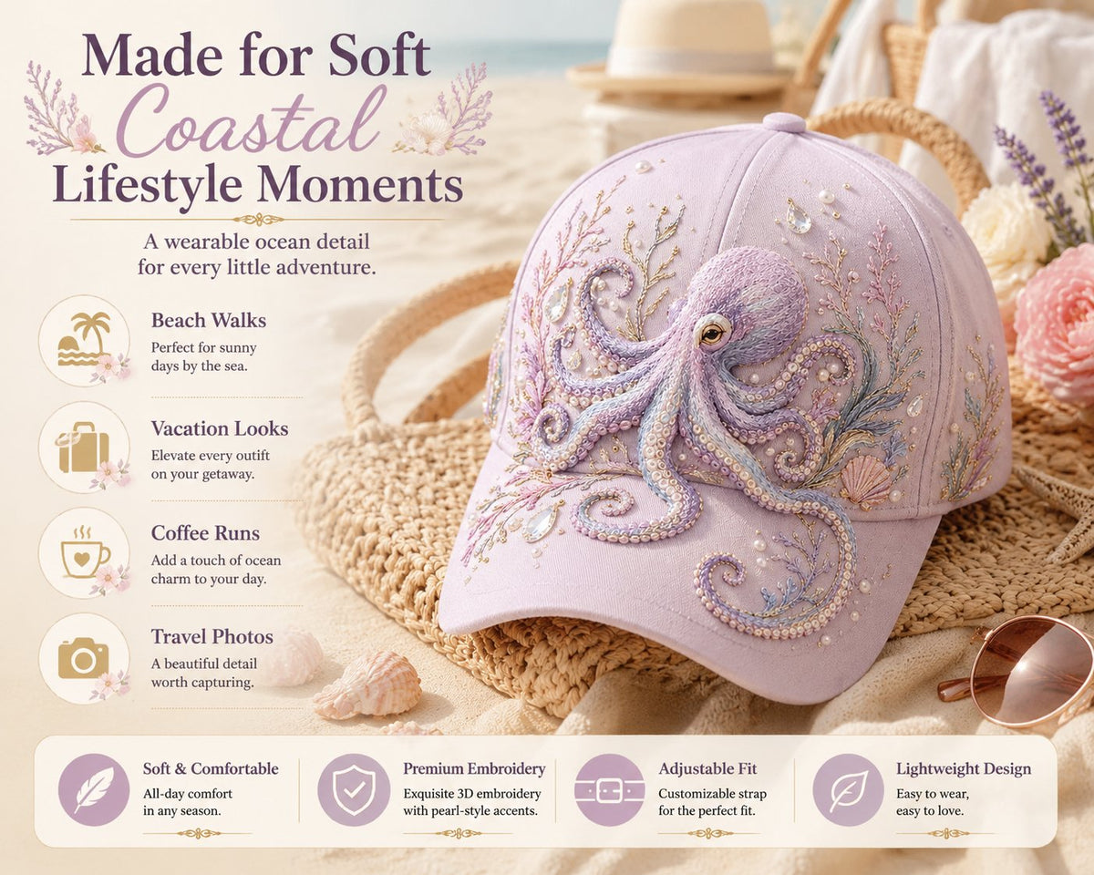 🔥Last Day 50% OFF-🌊 3D Ocean Creatures Embroidery Cap