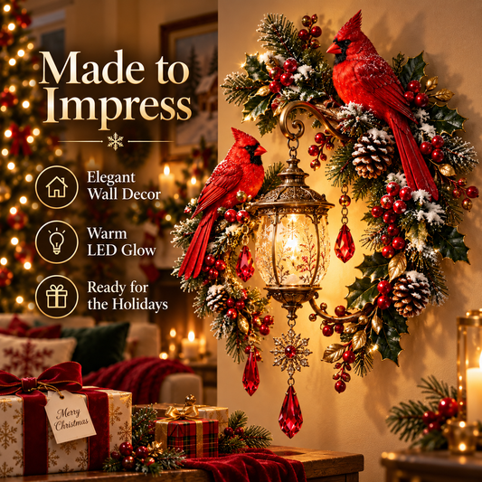 🐦Cardinal Christmas Lantern Glow – Lighted Holiday Wall Decor