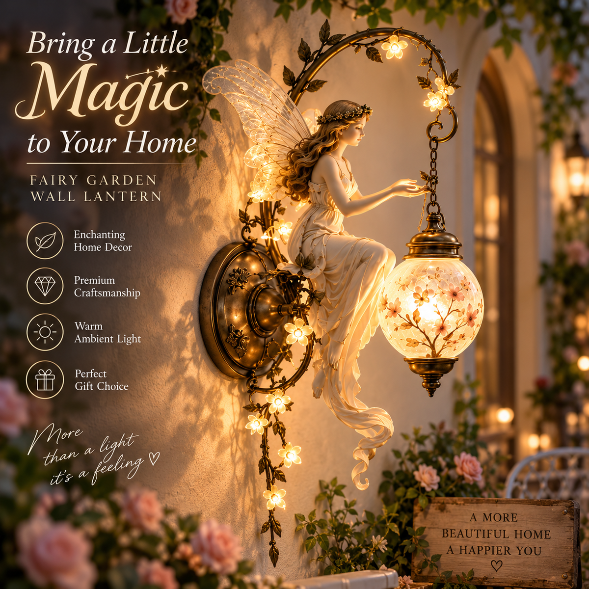 🧚‍♀️ 50% OFF – Fairy Garden Wall Lantern – Enchanted Floral Outdoor & Indoor Decor